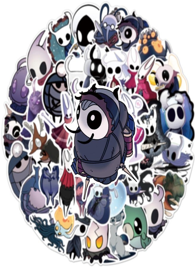 Cannity 50PCS Hollow Knight Stickres for Kids Teens Halloween Stickers for Water Bottles Laptop Luggage Waterproof Vinyl Decals Reward Stickers(Gray) - Image 2